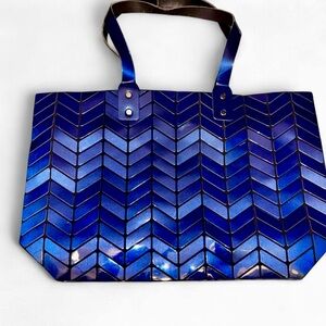 Patrizia Luca Milano Blue Geometric Chevron Tote Bag
